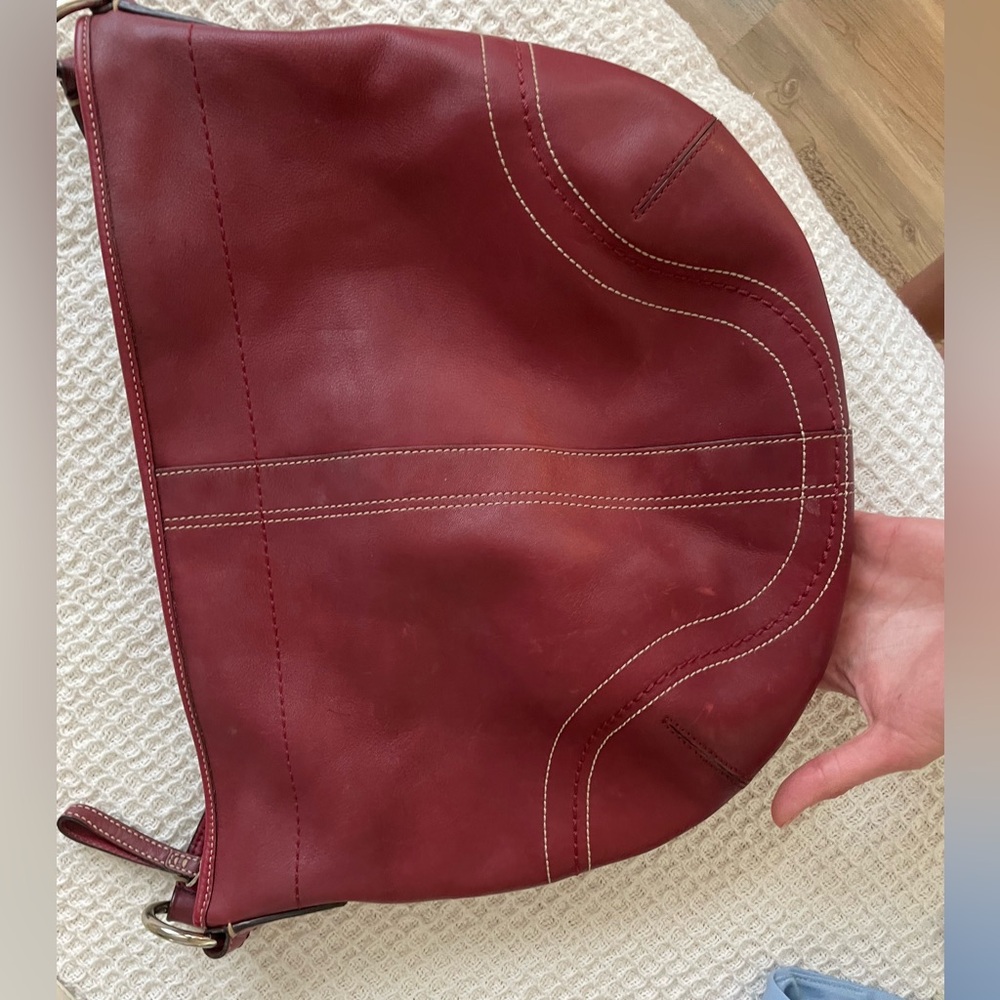 Coach Burgundy Hobo Leather Shoulder Bag - Picture 14 of 16